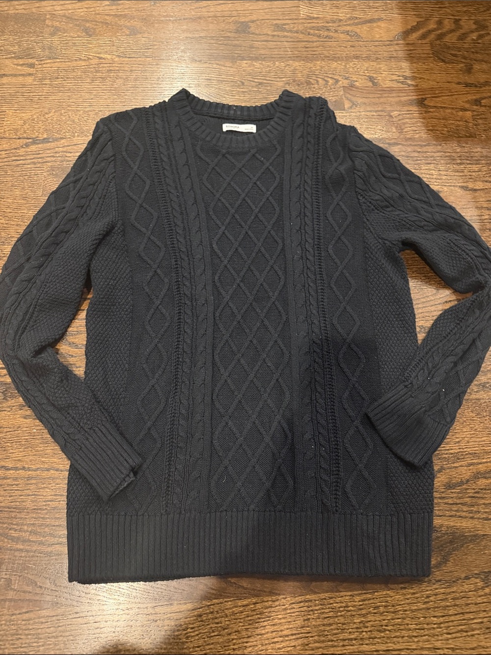 Sonoma medium Classic Cable Knit Crewneck Sweater - Black